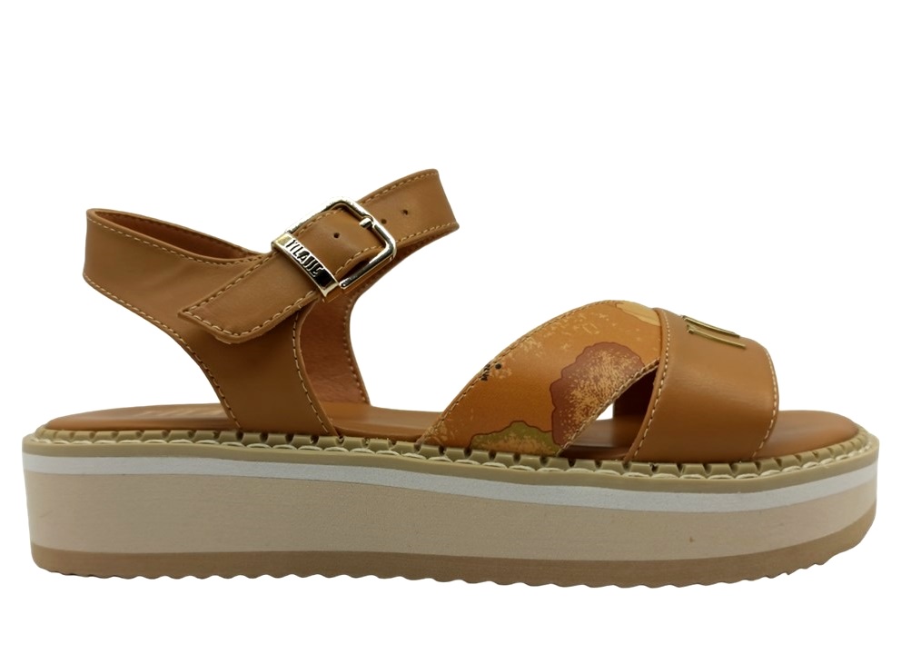 Sandali da donna Alviero Martini 1Classe 1536 geo scarpe platform casual cuoio