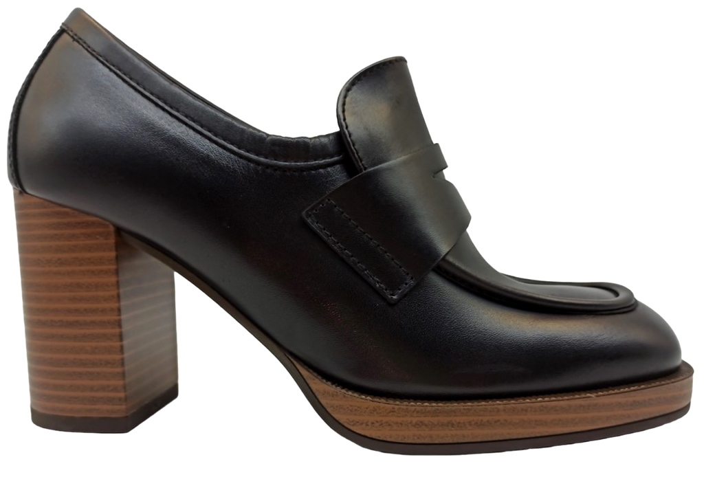 Scarpe donna Nero Giardini I308190D mocassino con tacco medio plateau pelle