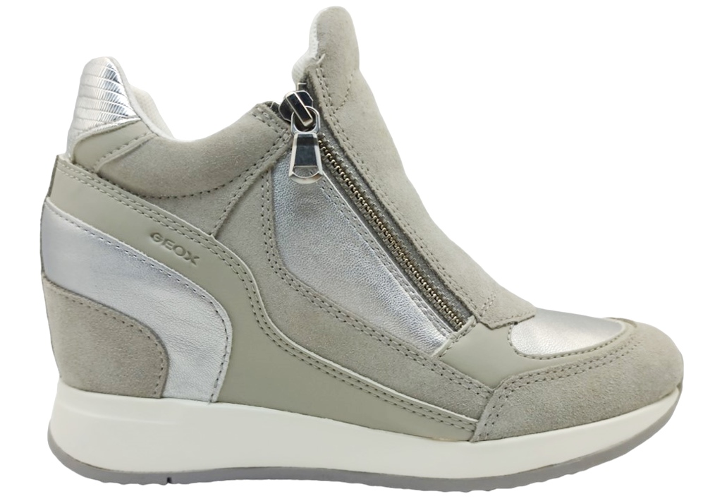 Scarpe da donna GEOX D620QA sneakers casual leggere con zeppa interna grigi