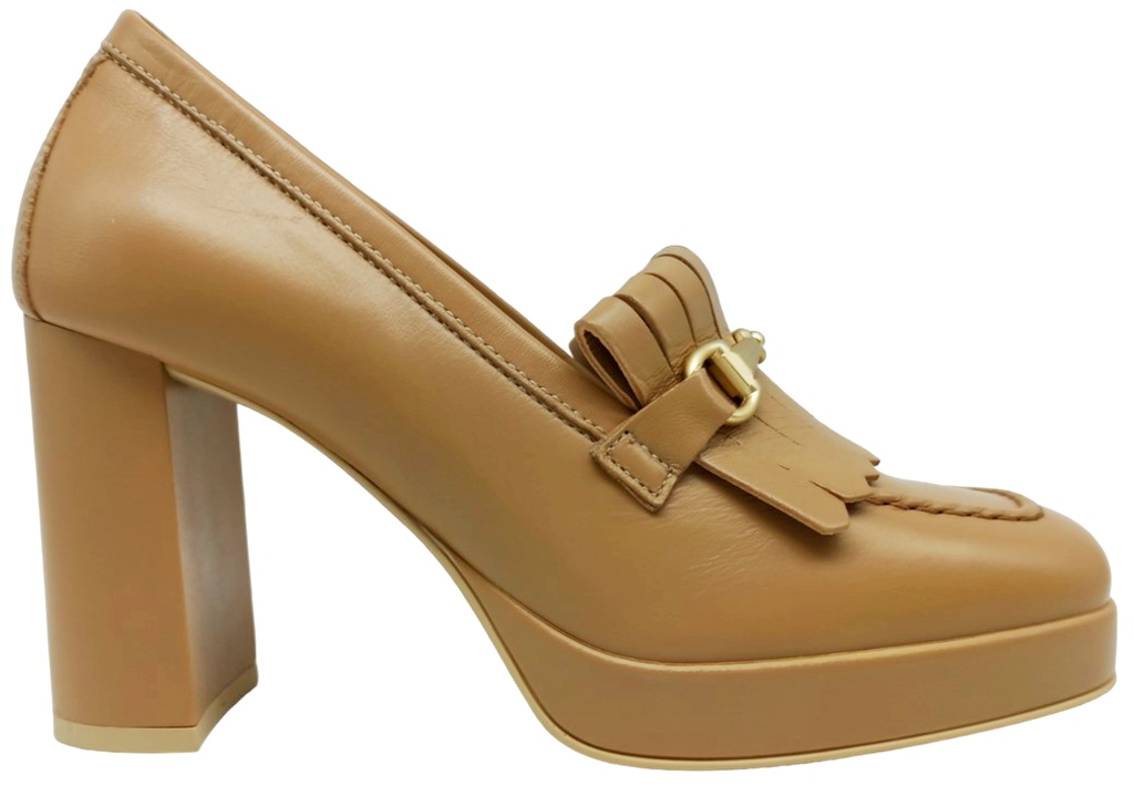 Scarpe da donna Nero Giardini E409462D mocassino tacco medio plateau pelle
