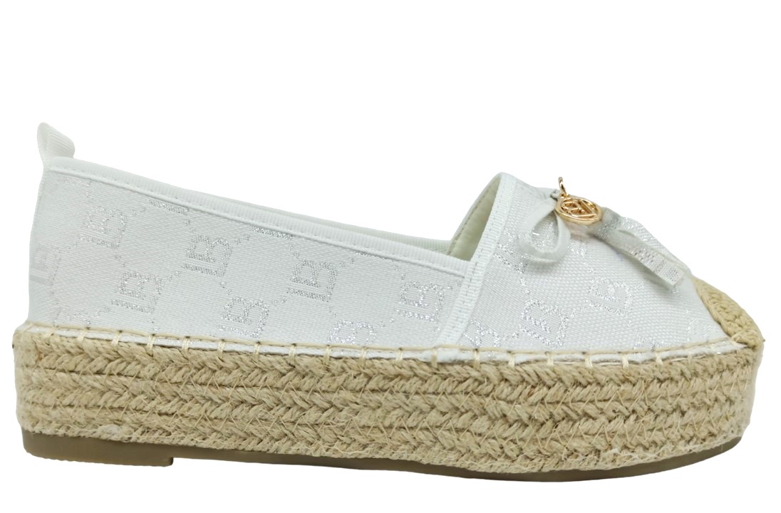 Scarpe da donna Laura Biagiotti 8442 espadrillas corda platform casual bian