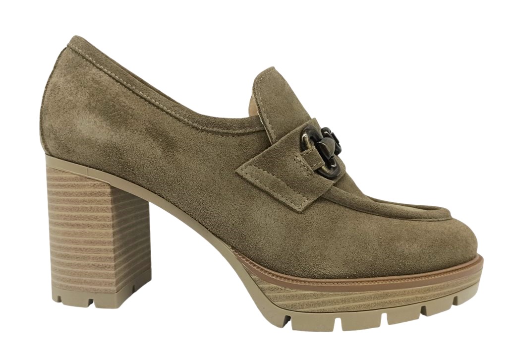 Scarpe donna mocassino Nero Giardini I411434D tacco e plateau casual pelle