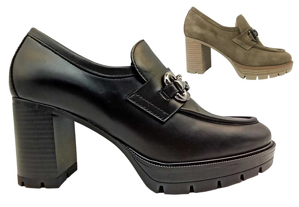 Scarpe da donna mocassino Nero Giardini I411434D I411432D plateau casual pe