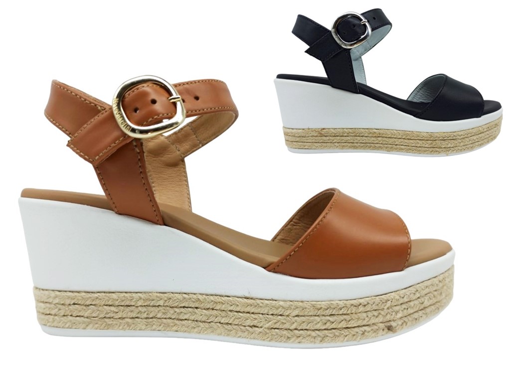 Sandali da donna Nero Giardini E410650D scarpe zeppa alta casual alla moda italy
