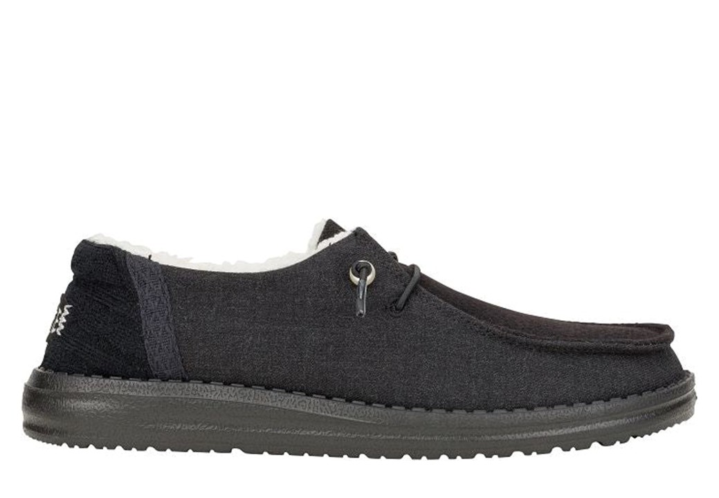 Scarpe da donna Hey Dude 41918 Wendy brushed cozy mocassini casual slip on nero